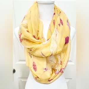 Soft Light Elegant Blooming Flowers Sheer Infinity Scarf Yellow